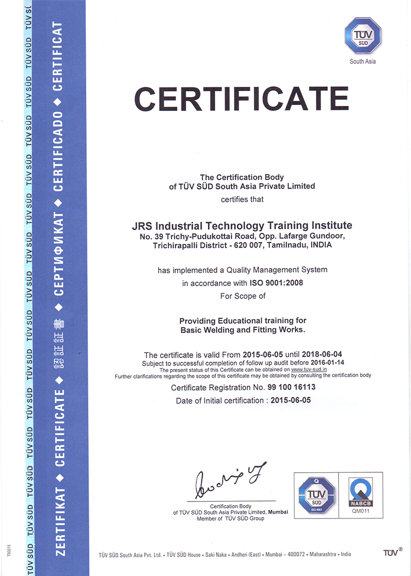 Milestones - JRS Industrial Technology Training Institute